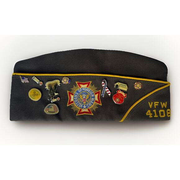 VTG Veterans of Foreign Wars - VFW Hats/Caps WITH 10 Pins - Oregon Chapter!!